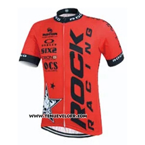 2015 Maillot Ciclismo Rock Racing Noir et Orange Manches Courtes et Cuissard